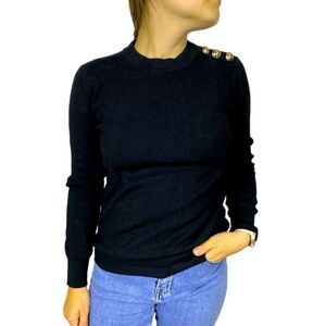 CHRISTIAN DIOR D UNIFORMS SWEATER WOMENS M BLACK WOOL BLEND THICK KNIT.